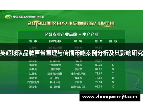 英超球队品牌声誉管理与传播策略案例分析及其影响研究