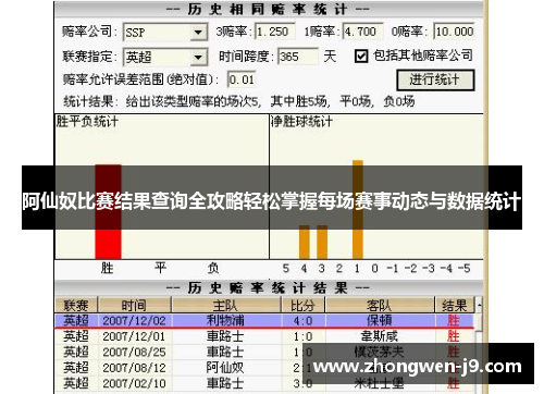 阿仙奴比赛结果查询全攻略轻松掌握每场赛事动态与数据统计